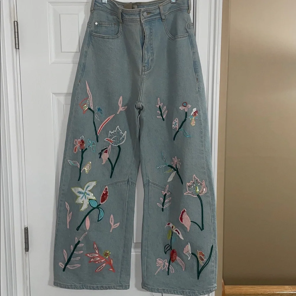 Pilcro Embroidered Bowed Slouch High-Rise Jeans - Picture 7 of 8